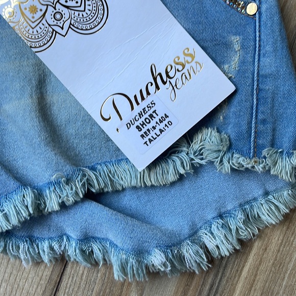 🇨🇴Colombian Butt Lifter Rhinestone Blue Denim Push Up Short - Picture 7 of 12